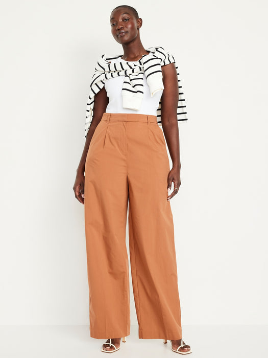 Extra High-Waisted Poplin Taylor Wide-Leg Trouser Pants