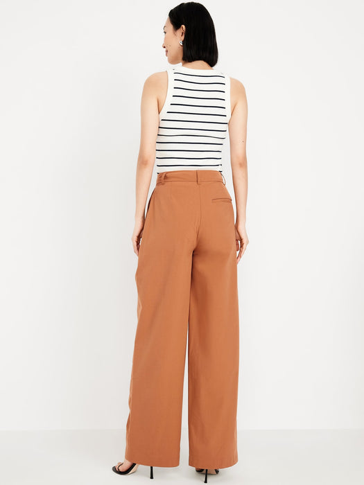 Extra High-Waisted Poplin Taylor Wide-Leg Trouser Pants