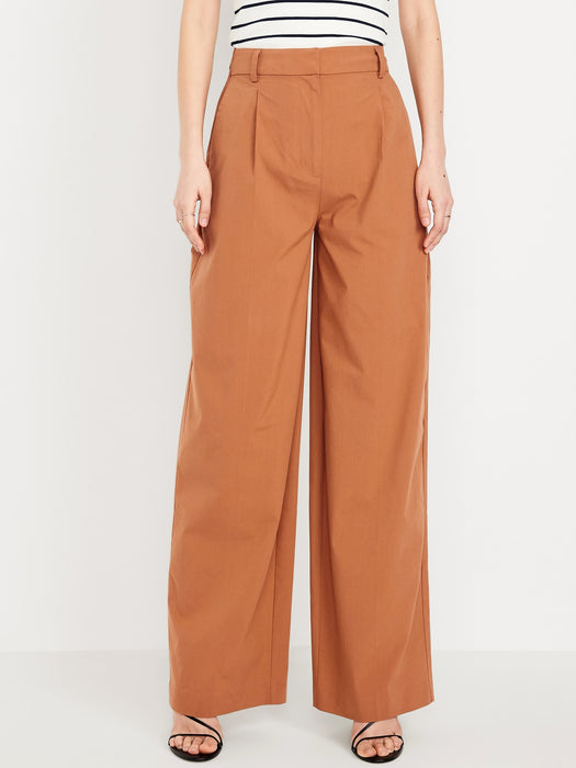Extra High-Waisted Poplin Taylor Wide-Leg Trouser Pants