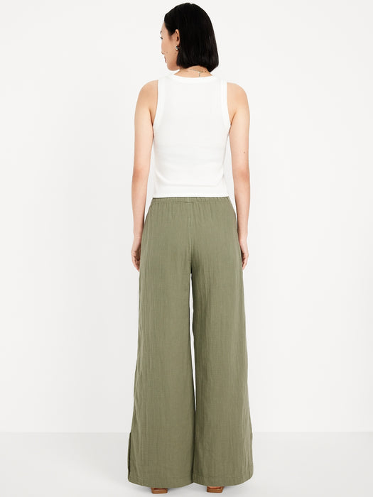 High-Waisted Crinkle Gauze Super Wide-Leg Pants
