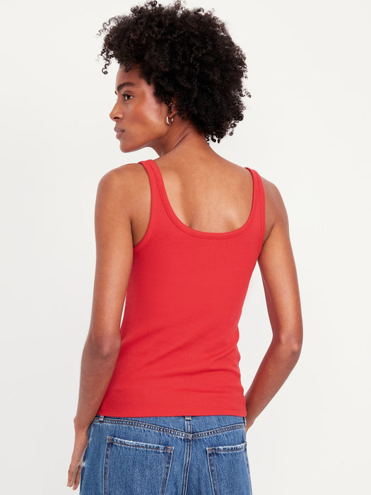 First-Layer Ribbed Scoop-Neck Tank Top