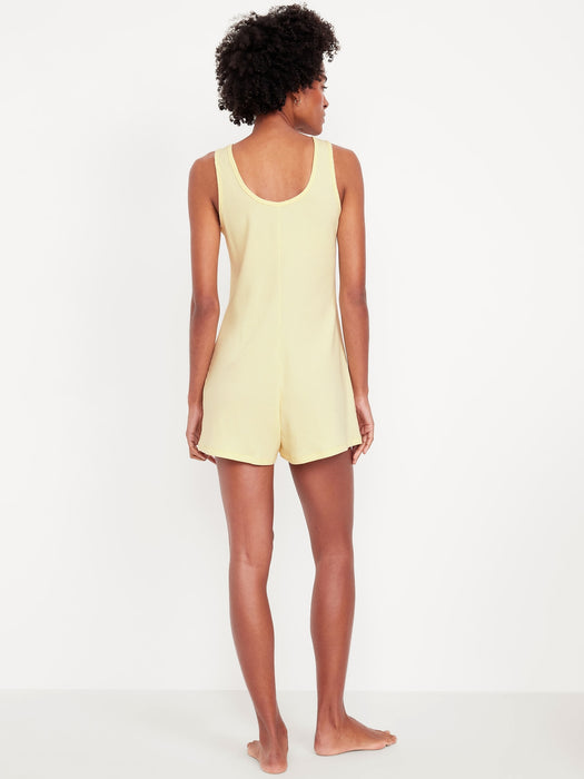 Rib Henley Pajama Romper