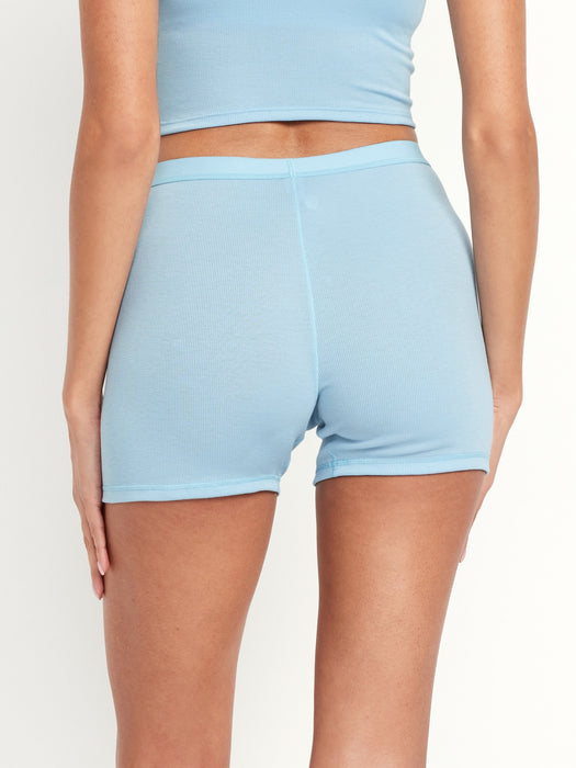 High-Waisted Ribbed Boyshort Briefs -- 3-inch inseam