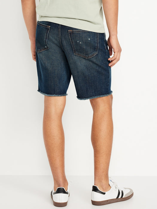 Slim Built-In Flex Jean Raw-Edge Shorts -- 9.5-inch inseam