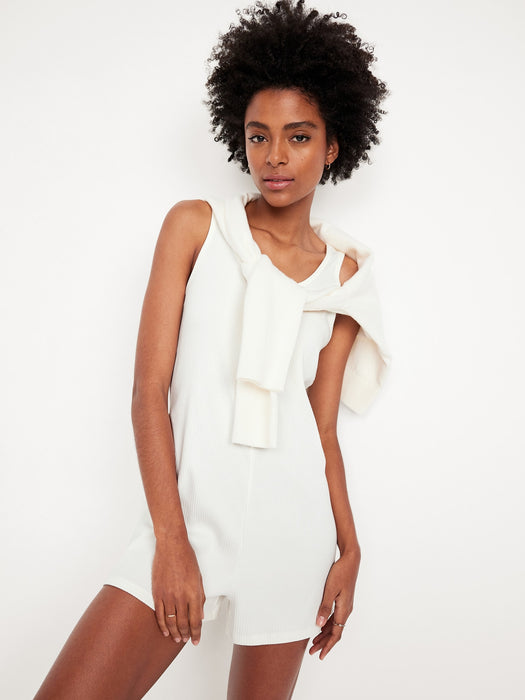 Rib Henley Pajama Romper