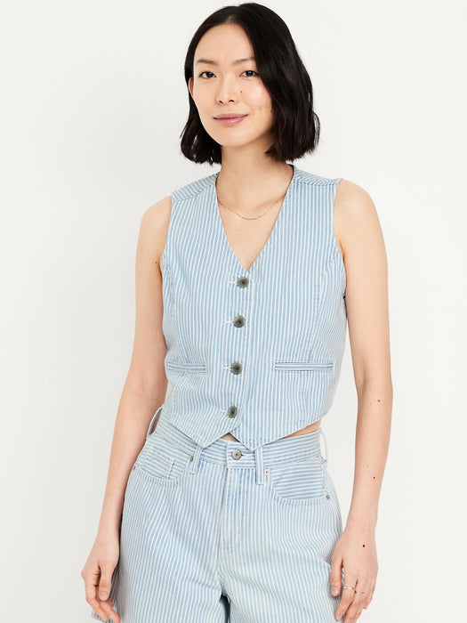 Button-Front Jean Vest