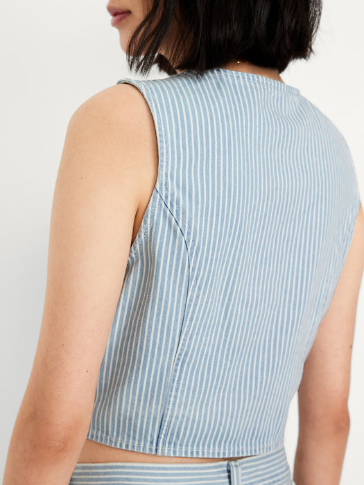 Button-Front Jean Vest