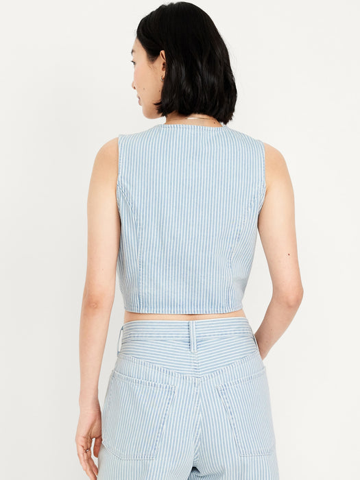 Button-Front Jean Vest