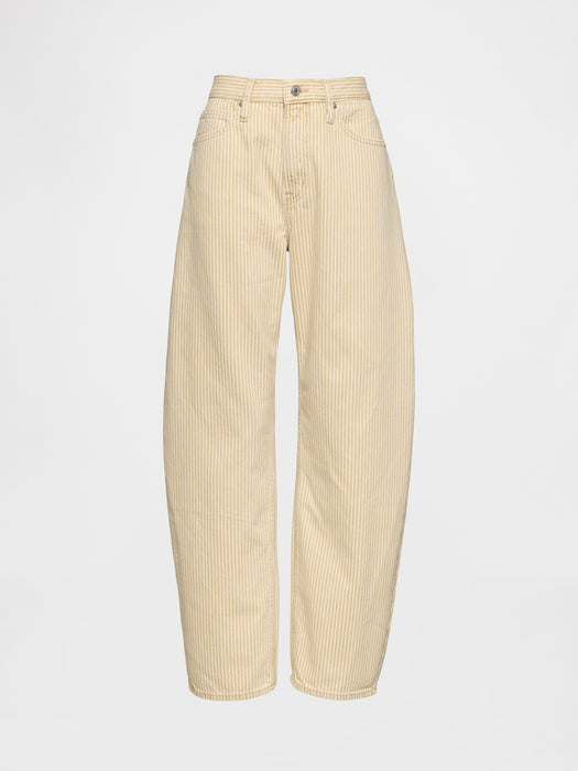 High Rise Khaki Stripe Barrel Jeans