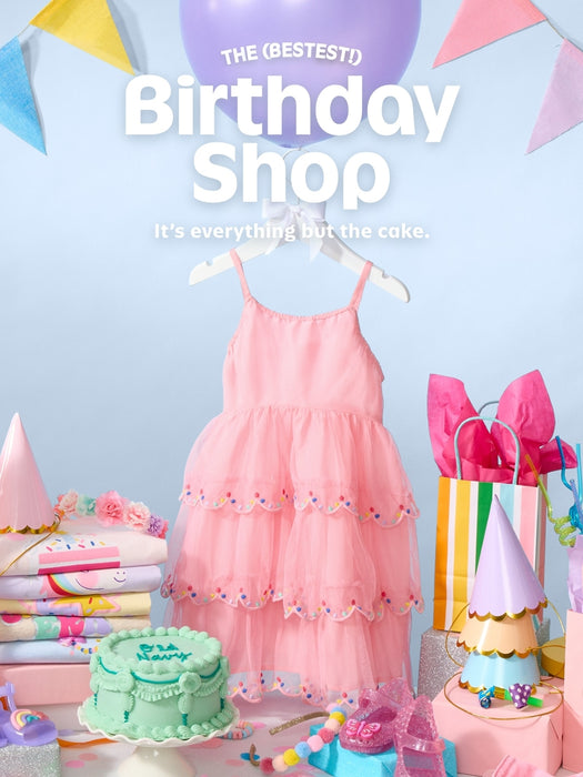 Birthday Short-Sleeve Tulle Tiered Dress for Toddler Girls
