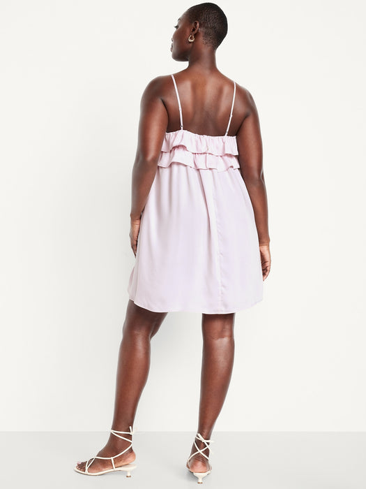 Ruffle-Trim Satin Mini Dress