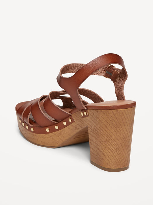 Faux-Leather Clog Sandals