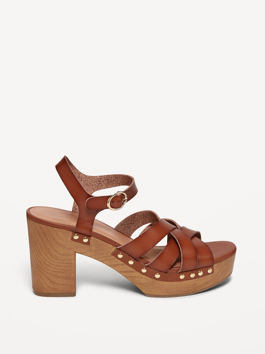 Faux-Leather Clog Sandals