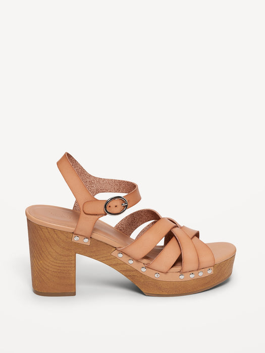 Faux-Leather Clog Sandals