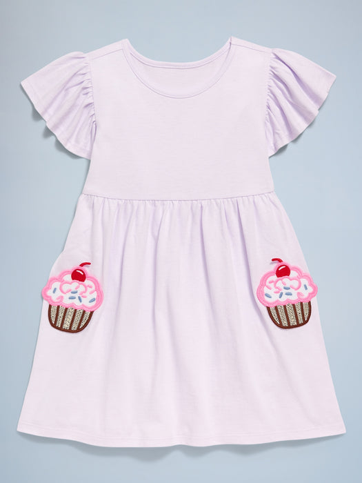 Birthday Embroidered Pockets Fit and Flare Dress for Toddler Girls