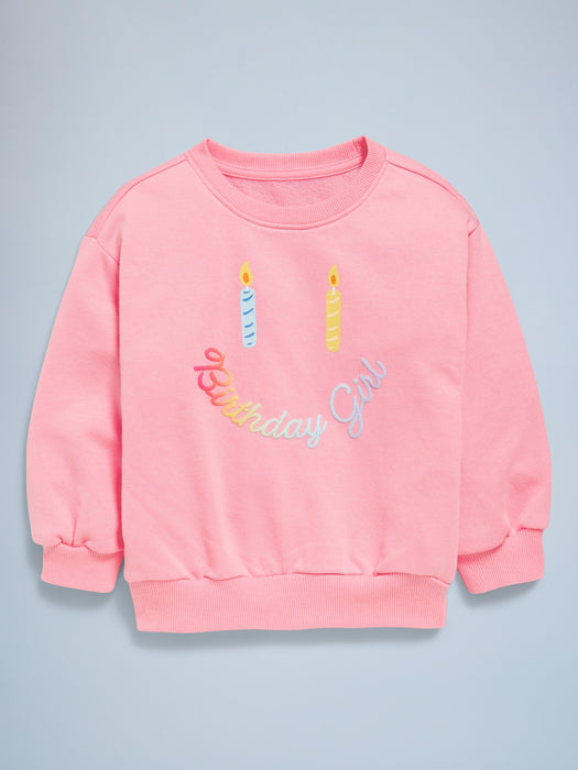 Birthday French-Terry Graphic Sweatshirt for Toddler Girls