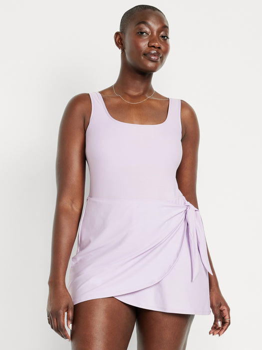 Matte Side-Tie Swim Dress