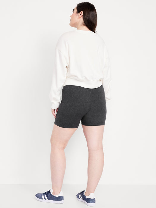 High-Waisted Jersey Biker Shorts -- 6-inch inseam