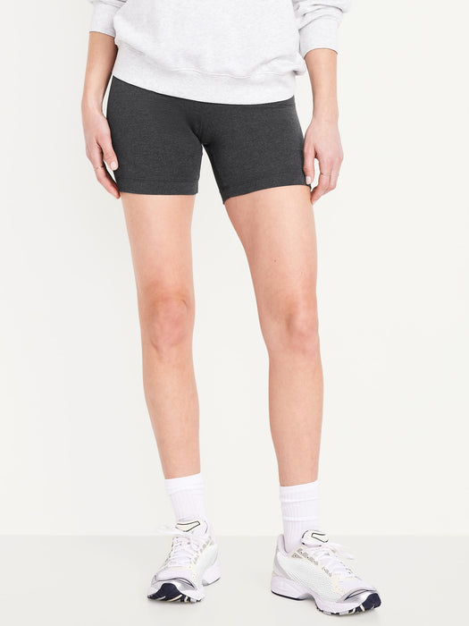 High-Waisted Jersey Biker Shorts -- 6-inch inseam