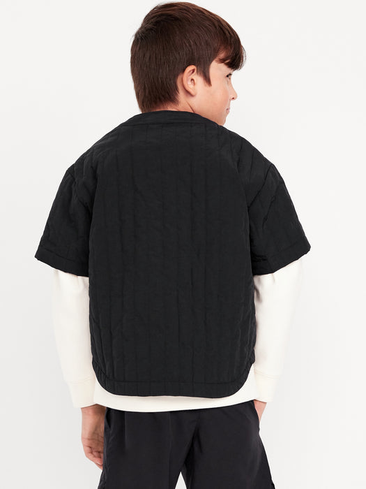Oversized Quilted Baseball Jacket for Boys