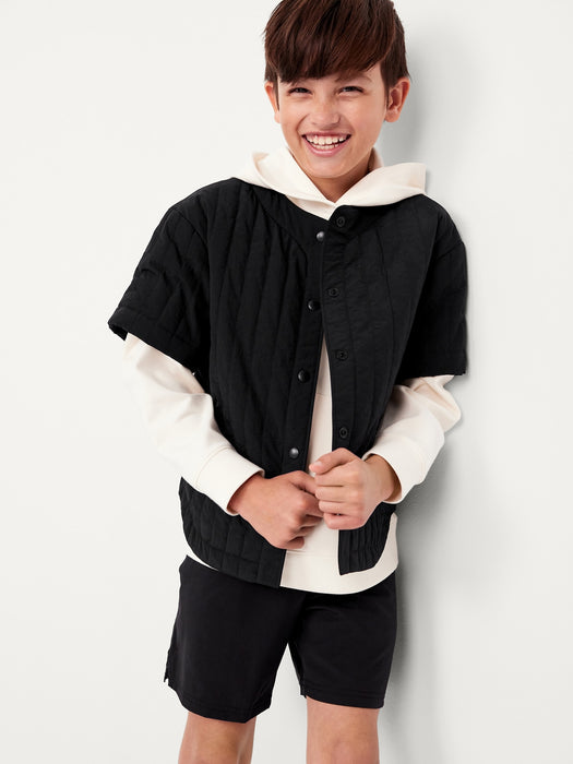 Oversized Quilted Baseball Jacket for Boys
