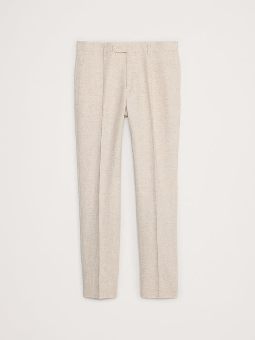 Herringbone Cotton-Linen Slim Suit Pant