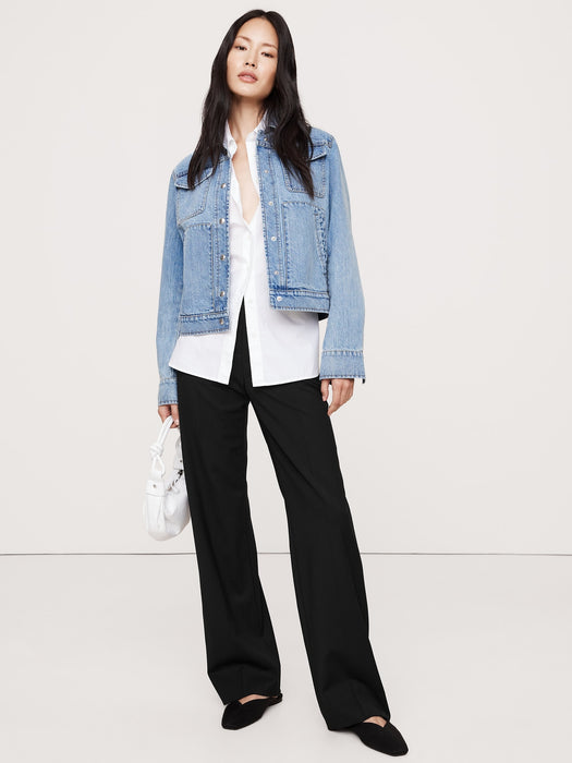 Ultra High-Rise Modern Slim Italian Lightweight Wool Pant
