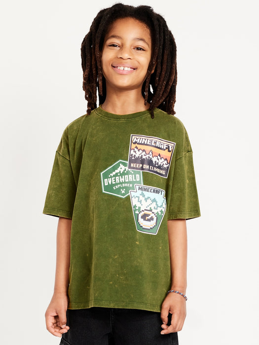 Oversized Minecraft™ Gender-Neutral Graphic T-Shirt for Kids