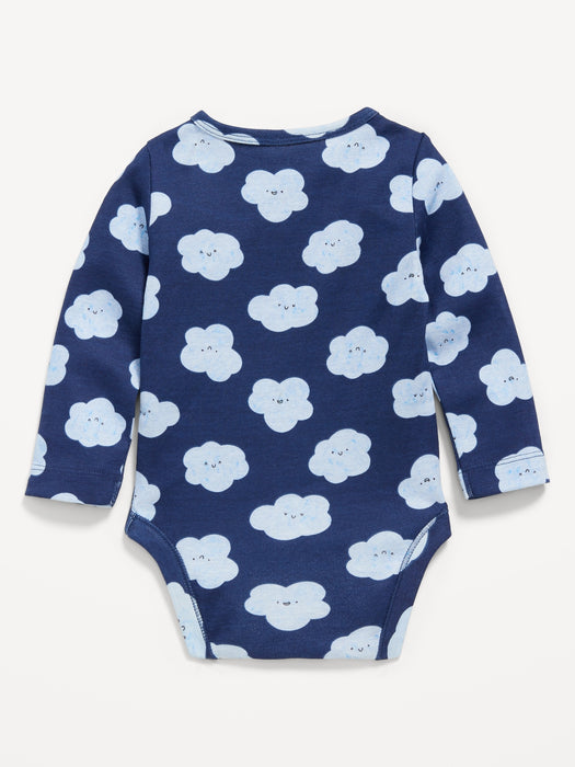 Printed Long-Sleeve Henley Bodysuit for Baby