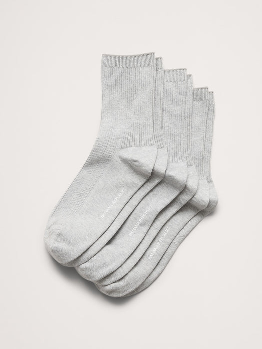 Silk-Cotton Blend Crew Sock 3-Pack