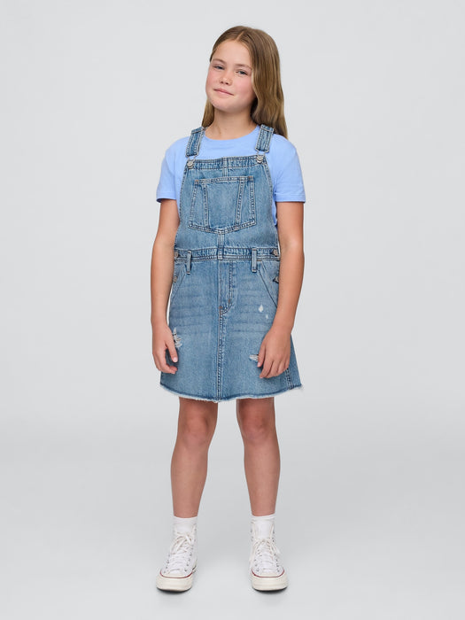 denim a line pinafore dress Native Embroidered Denim Pinafore Dress