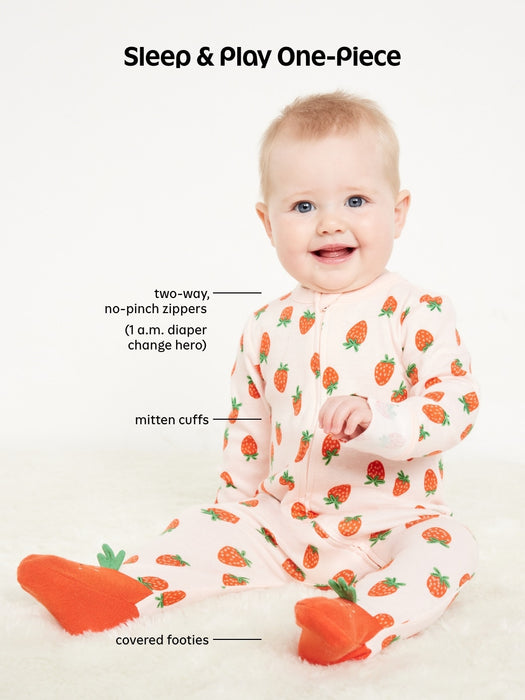2-Way-Zip Sleep & Play Ruffle-Trim Footed One-Piece for Baby