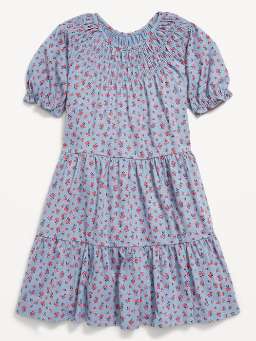Printed Short-Sleeve Swing Dress for Girls