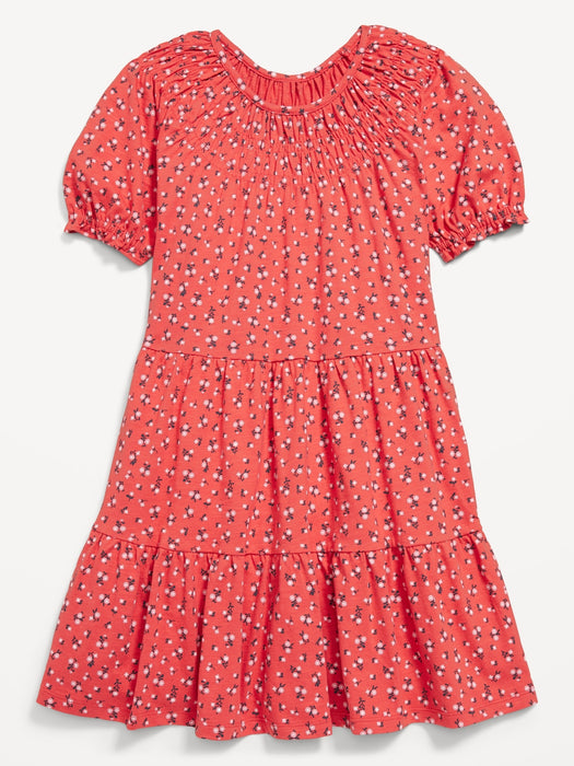 Printed Short-Sleeve Swing Dress for Girls