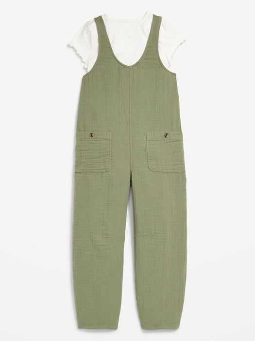 Short-Sleeve T-Shirt and Jumpsuit Set for Girls