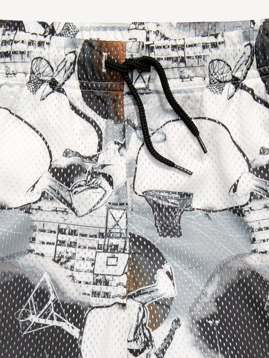 Knee Length Mesh Basketball Shorts for Boys