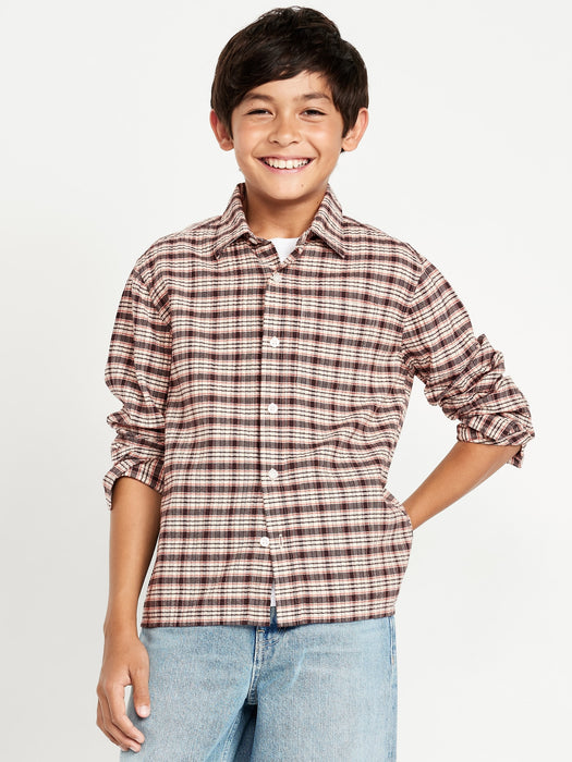 Long-Sleeve Textured Plaid Pocket Shirt for Boys