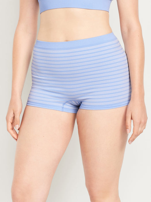 Mid-Rise Seamless Ribbed Boyshort Underwear