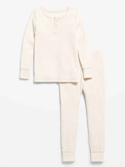Snug-Fit Ribbed Henley Pajama Set for Toddler & Baby