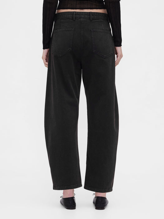 Mid Rise Twill Barrel Pants