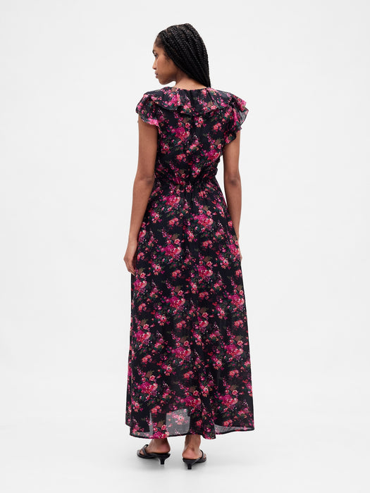 Ruffle V-Neck Maxi Dress