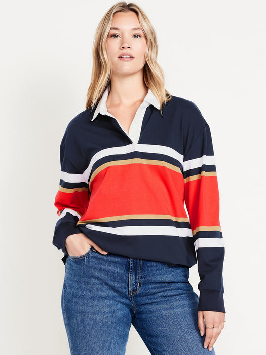 Oversized Rugby-Stripe Top