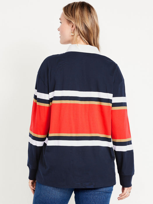 Oversized Rugby-Stripe Top