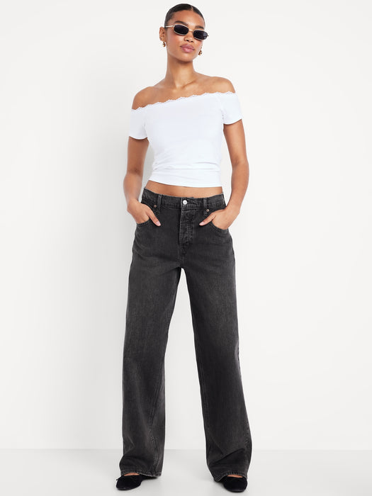 Mid-Rise Slouchy Wide-Leg Jeans