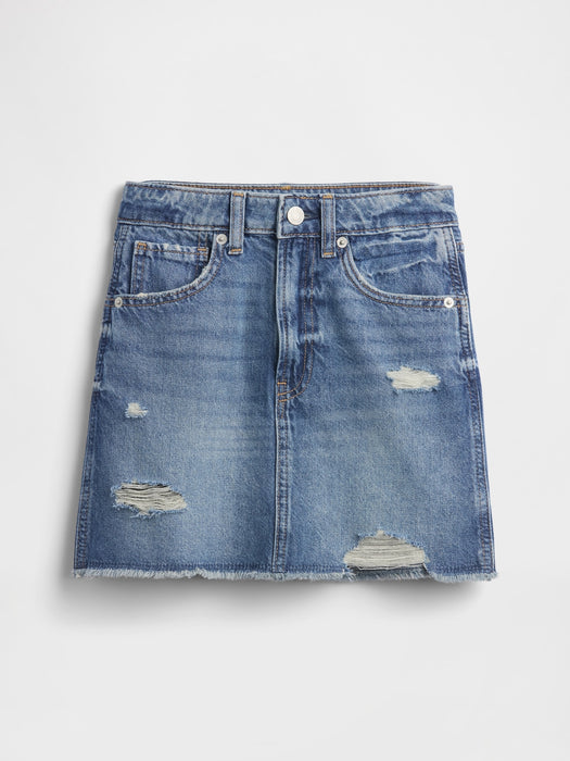 Kids High Rise Denim Skirt