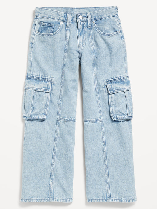 High-Waisted Super Baggy Wide-Leg Cargo Jeans for Girls