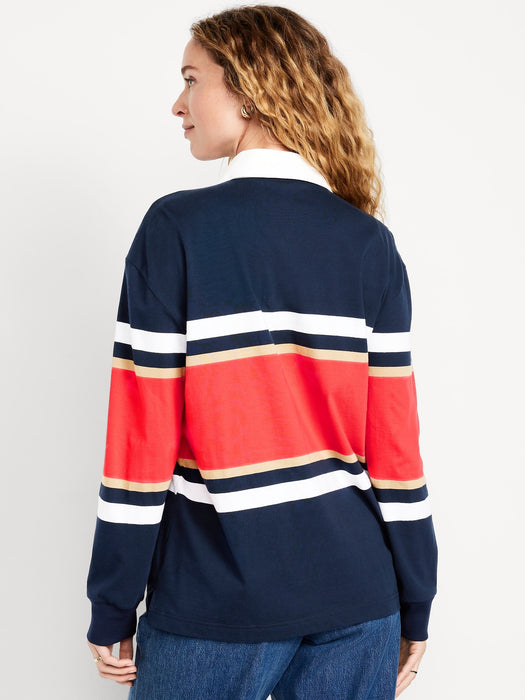Oversized Rugby-Stripe Top