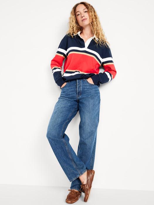 Oversized Rugby-Stripe Top