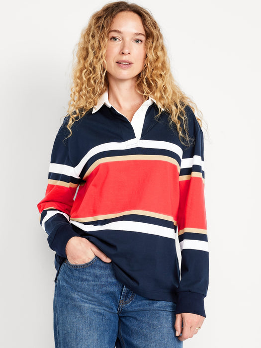 Oversized Rugby-Stripe Top