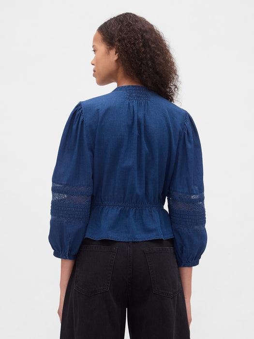 Lace-Trim Voile Top